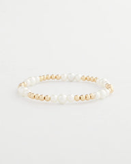 Chico's | Goldtone Bead Stretch Bracelet/ Pearl