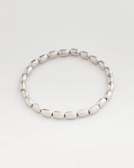 Chico's | Silvertone Oval Beaded Stretch Bracelet/ Silver