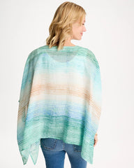 Chico's | Ombre Coastal Printed Poncho/ Teal Waters