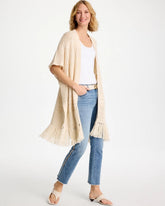 Chico's | Long Knit Fringe Ruana/ Cream