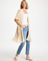 Chico's | Long Knit Fringe Ruana/ Cream