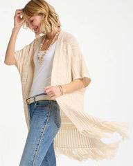 Chico's | Long Knit Fringe Ruana/ Cream