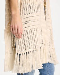Chico's | Long Knit Fringe Ruana/ Cream