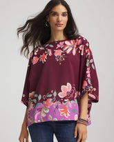 Chico's | Printed Boatneck Pullover Poncho/ Deep Chianti
