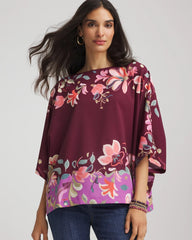 Chico's | Printed Boatneck Pullover Poncho/ Deep Chianti