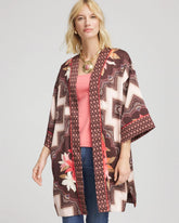 Chico's | Long Mixed-Print Kimono/ Cacao