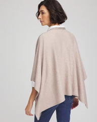 Chico's | Rhinestone Embellished Poncho/ Light Taupe Heather