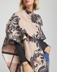Chico's | Reversible Printed Fringe Ruana/ Champagne Fizz