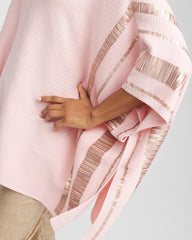 Chico's | Sequin Striped Sweater Poncho/ Blushed