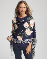 Chico's | Asymmetrical Convertible Sweater Poncho/ Passport Blue
