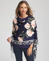 Chico's | Asymmetrical Convertible Sweater Poncho/ Passport Blue