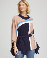 Chico's | Belted Colorblock Poncho/ Passport Blue