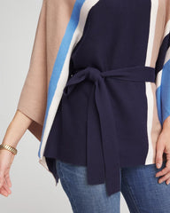 Chico's | Belted Colorblock Poncho/ Passport Blue