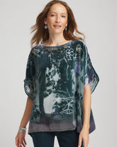 Chico's | Velvet Burnout Passion Poncho/ Striking Teal