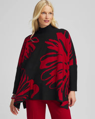 Chico's | Floral Poncho/ Black