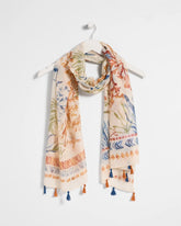 Chico's | Sea Life Tassel Oblong Scarf/ Olive
