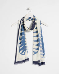Chico's | Palm Frond Oblong Scarf/ Passport Blue