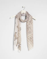Chico's | Striped Floral Oblong Scarf/ Neutral