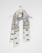 Chico's | Neutral Paisley Polka Dot Oblong Scarf/ Neutral