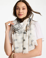 Chico's | Neutral Paisley Polka Dot Oblong Scarf/ Neutral