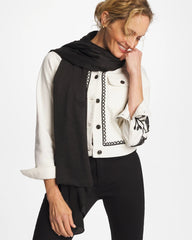 Chico's | Floral Burnout Oblong Scarf/ Black