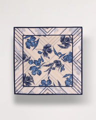 Chico's | Striped Floral Square Scarf/ Pale Sand