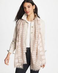 Chico's | Neutral Polka Dot Oblong Scarf/ Neutral