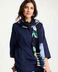 Chico's | Printed Oblong Scarf/ Passport Blue