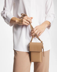 Chico's | Leather Cross Body Phone Holder Bag/ Neutral