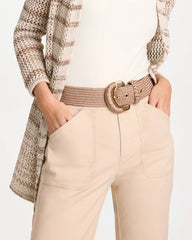 Chico's | Satin Stretch Metal Belt/ Taupe