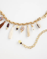 Chico's | Novelty Beaded Chain Belt/ Natural