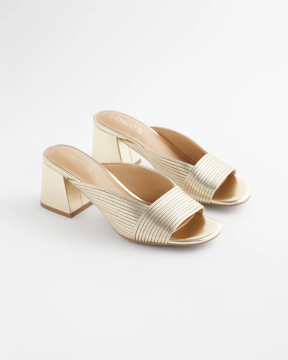 Chico's | Vinia Metallic Rope Block Heels/ Gold