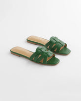 Chico's | Cassidy Cross-Strap Slide Sandals/ Green