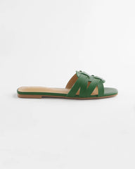 Chico's | Cassidy Cross-Strap Slide Sandals/ Green