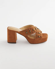 Chico's | Vale Western Suede Block Heels/ Cognac