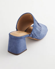Chico's | Blue Lotus Suede Fringe Block Heels/ Blue Lotus