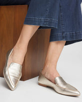 Chico's | Gold Metallic Leather Loafer/ Gold