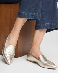 Chico's | Gold Metallic Leather Loafer/ Gold