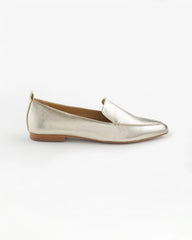 Chico's | Gold Metallic Leather Loafer/ Gold
