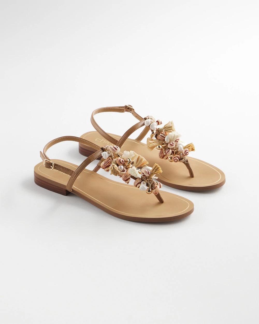 Chico's | Beach Seashell T-Strap Sandals/ Natural