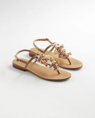 Chico's | Beach Seashell T-Strap Sandals/ Natural