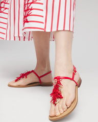 Chico's | Coral Beach T-Strap Sandals/ Red