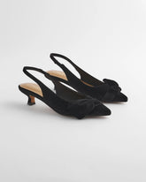 Chico's | Charm Velvet Bow Kitten Heels/ Black