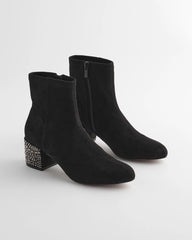 Chico's | Embellished Destiny Art Deco Boot Heels/ Black