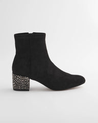 Chico's | Embellished Destiny Art Deco Boot Heels/ Black