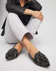 Chico's | Gwyn Art Deco Beaded Flats/ Black