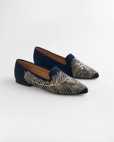 Chico's | Peacock Embroidered Flats/ Denim