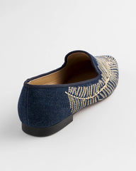 Chico's | Peacock Embroidered Flats/ Denim