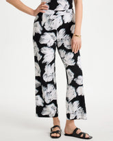 Chico's | Travelers™ Knit Abstract Floral Cropped Pants/ Black