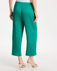 Chico's | Petite Travelers™ Crinkle Textured Crop Pants/ Topanga Green